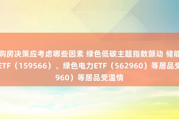 购房决策应考虑哪些因素 绿色低碳主题指数颤动 储能电板ETF（159566）、绿色电力ETF（562960）等居品受温情