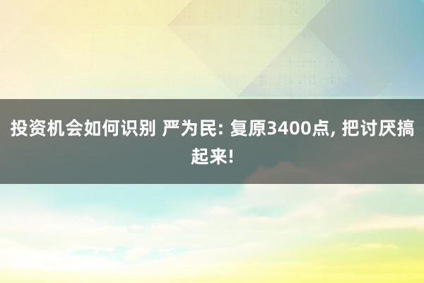 投资机会如何识别 严为民: 复原3400点, 把讨厌搞起来!