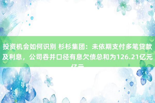 投资机会如何识别 杉杉集团：未依期支付多笔贷款及利息，公司吞并口径有息欠债总和为126.21亿元