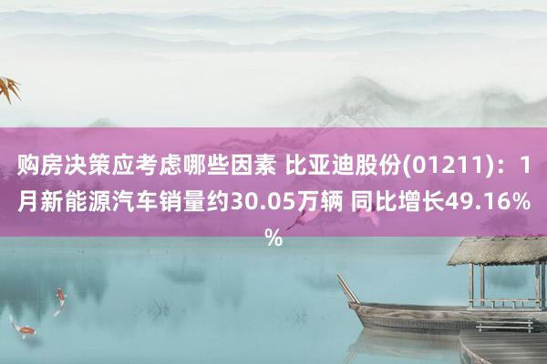 购房决策应考虑哪些因素 比亚迪股份(01211)：1月新能源