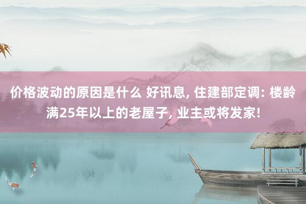 价格波动的原因是什么 好讯息, 住建部定调: 楼龄满25年以上的老屋子, 业主或将发家!