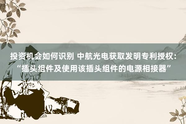 投资机会如何识别 中航光电获取发明专利授权：“插头组件及使用