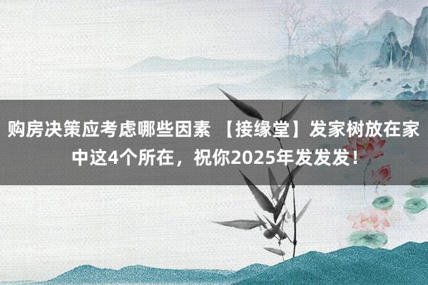 购房决策应考虑哪些因素 【接缘堂】发家树放在家中这4个所在，祝你2025年发发发！